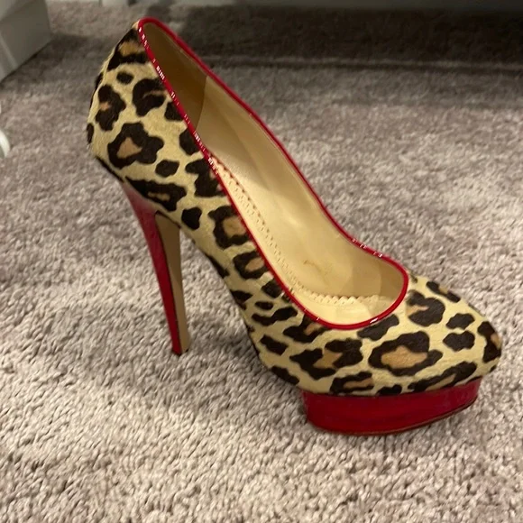 Charlotte Olympia Leopard Cheetah Red Stilletto Pumps Heels Size 39 - Picture 1 of 6